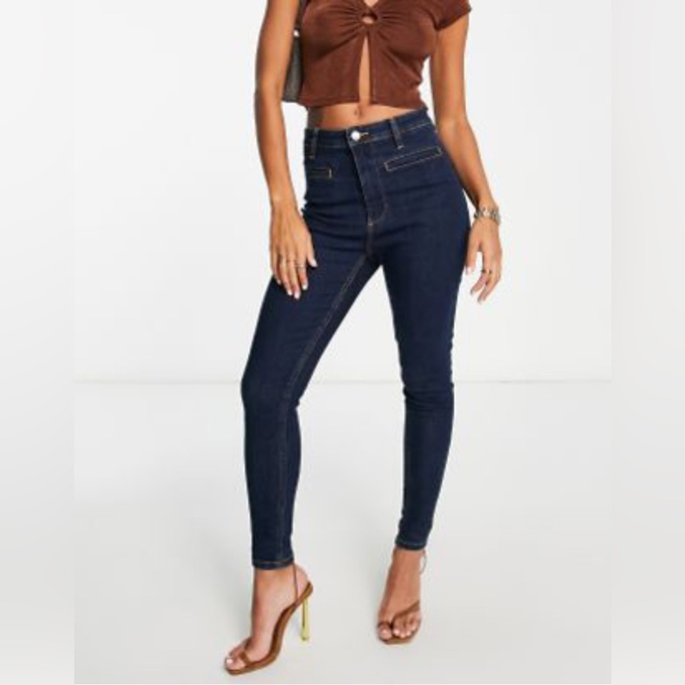 Dark Blue High-Waisted Skinny Jeans